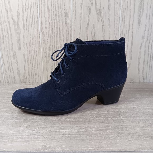 Clarks Shoes - Clarks Bendables Womens Navy Suede Leather Lace Up Ankle Boots - Size 8M